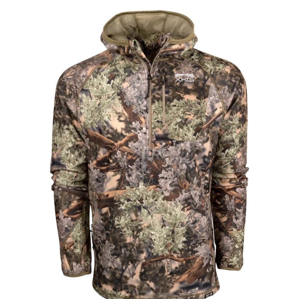 KING'S CAMO Men's XKG Covert 1/2 Zip Hunting Hoodie w/ Face Mask -medium